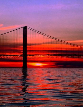 Mackinac Bridget Sunset on Lake Michigan