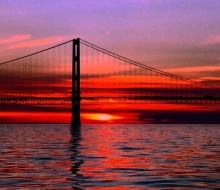 Mackinac Bridget Sunset on Lake Michigan